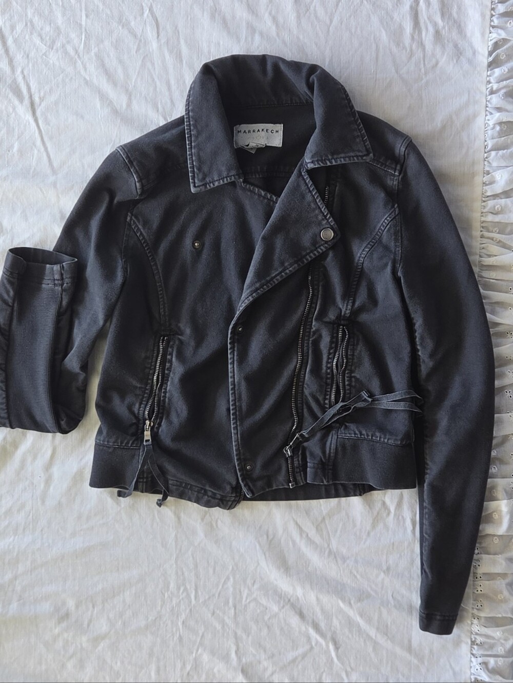 Anthropologie Marrakech Size xs Dark Grey Zip Moto Jacket Goth Utilitarian